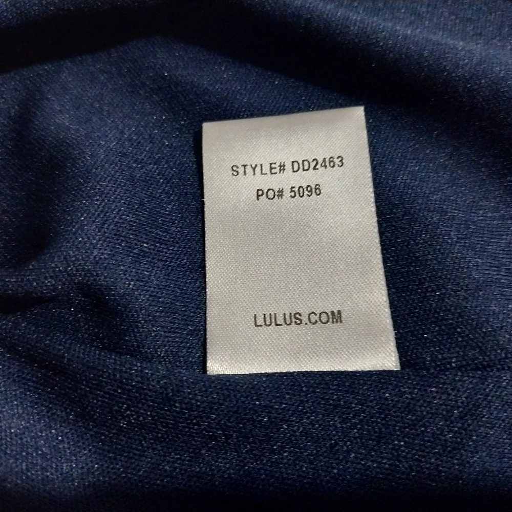 LULUS size L Dark Blue and White Checkered Midi Elegant Formal Dress - Picture 9 of 16